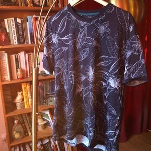 Ted Baker Navy Floral Ringneck Shirt sz 5